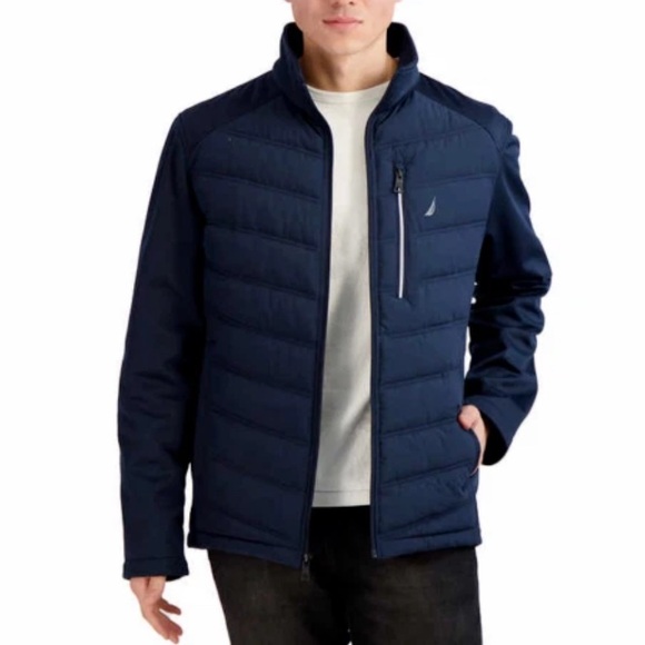 Nautica Navy Quilted Jacket with Logo - Picture 1 of 13